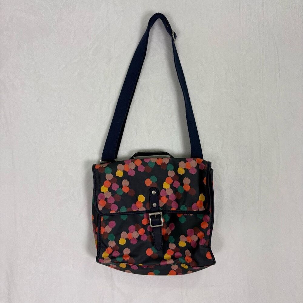 Fossil Navyโ with ColorfulโDot Print Coated Canvas Messenger Bag